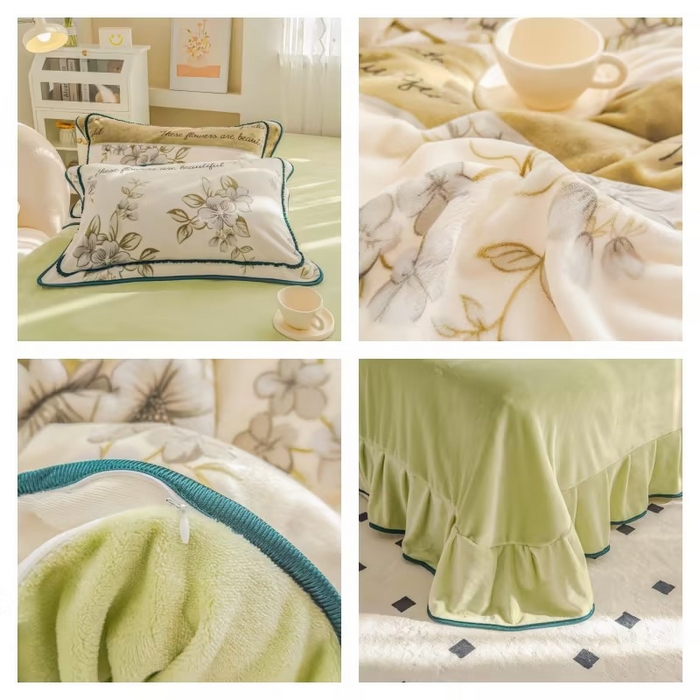 91家纺网 家纺一手货源 找家纺 亿品2025直播爆款9.5斤牛奶绒四件套加厚保暖床裙四件套 情怀