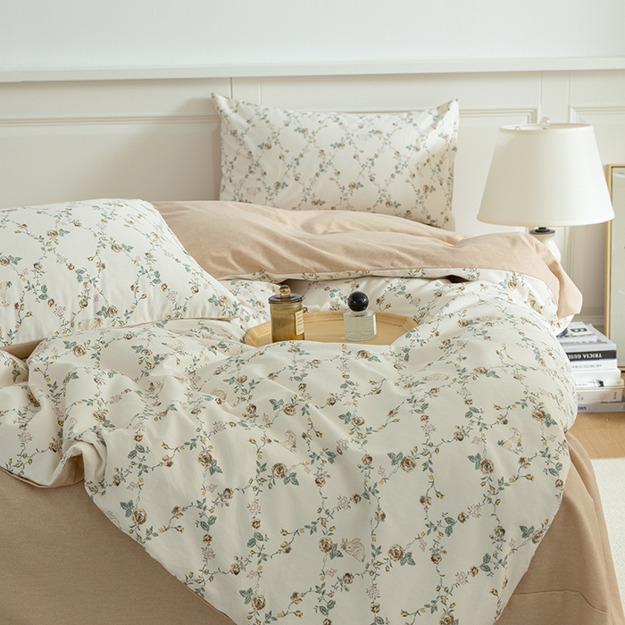 绫韵家纺 2025秋冬新品生态全棉磨毛冬季纯棉磨毛四件套系列 浅汐米