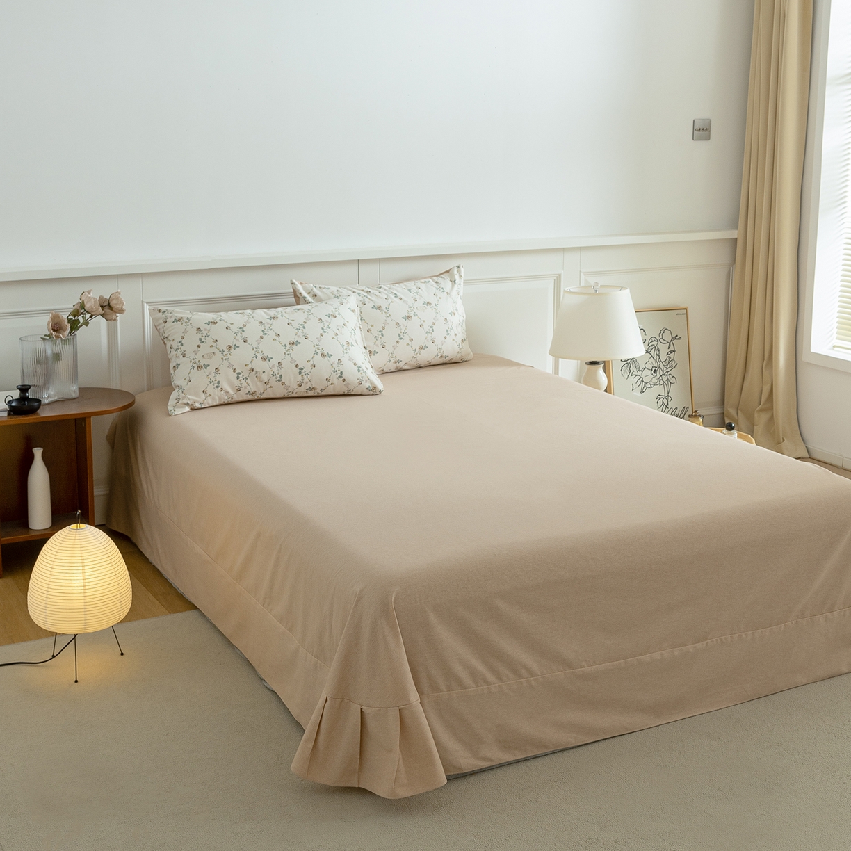 91家纺网 家纺一手货源 找家纺 绫韵家纺 2025秋冬新品生态全棉磨毛冬季纯棉磨毛四件套系列 浅汐米