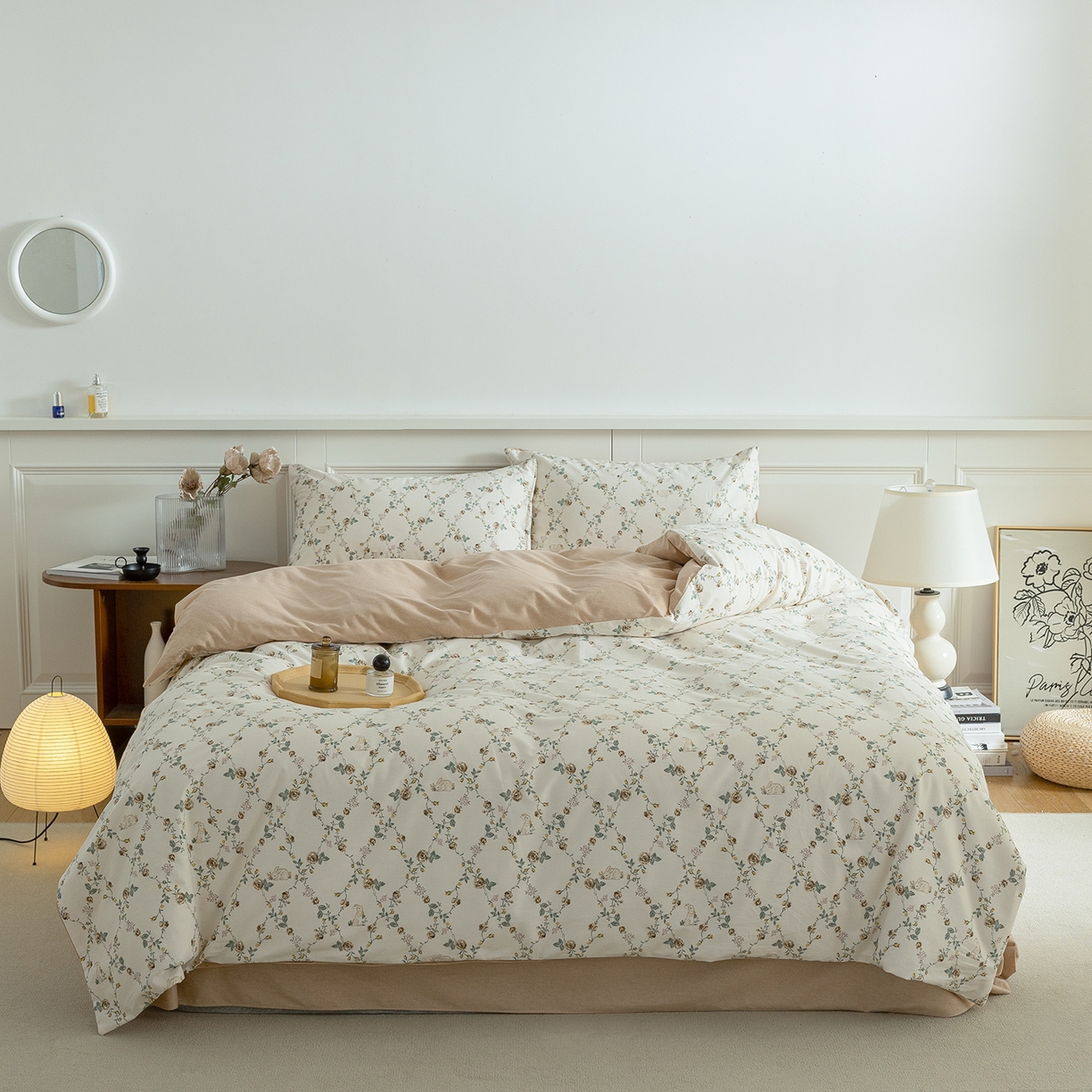 91家纺网 家纺一手货源 找家纺 绫韵家纺 2025秋冬新品生态全棉磨毛冬季纯棉磨毛四件套系列 浅汐米