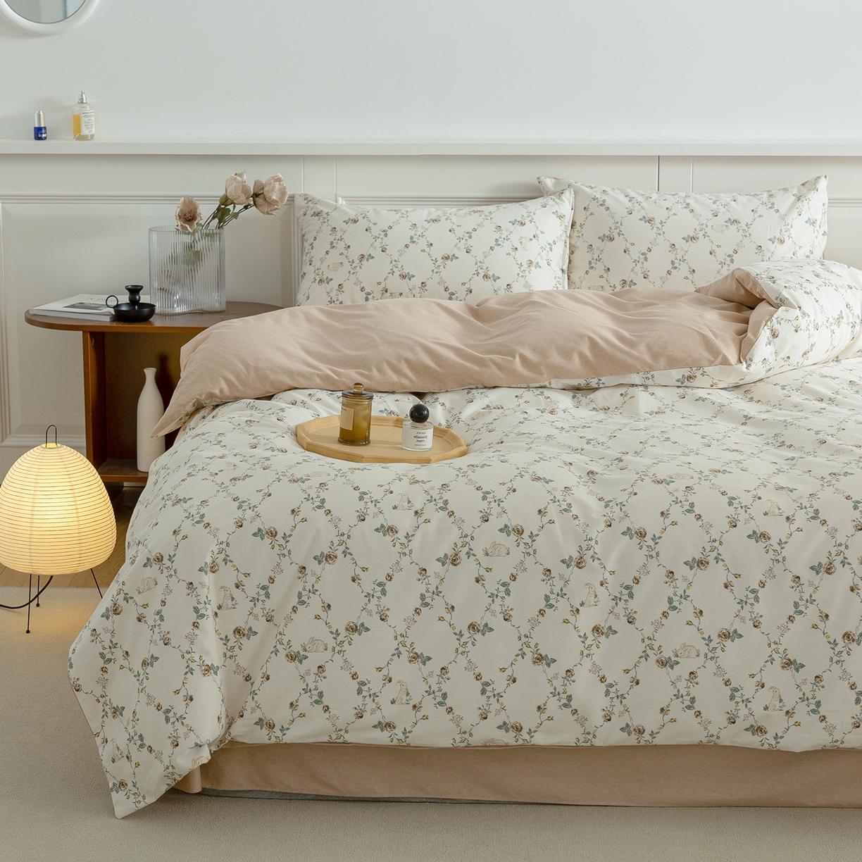 91家纺网 家纺一手货源 找家纺 绫韵家纺 2025秋冬新品生态全棉磨毛冬季纯棉磨毛四件套系列 浅汐米