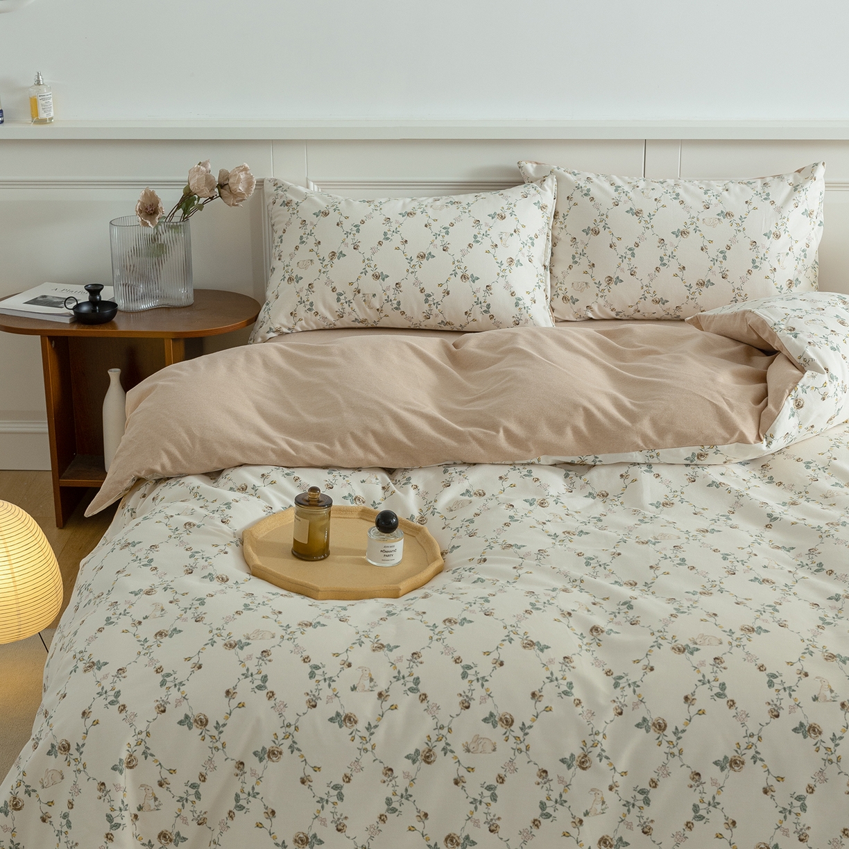 91家纺网 家纺一手货源 找家纺 绫韵家纺 2025秋冬新品生态全棉磨毛冬季纯棉磨毛四件套系列 浅汐米