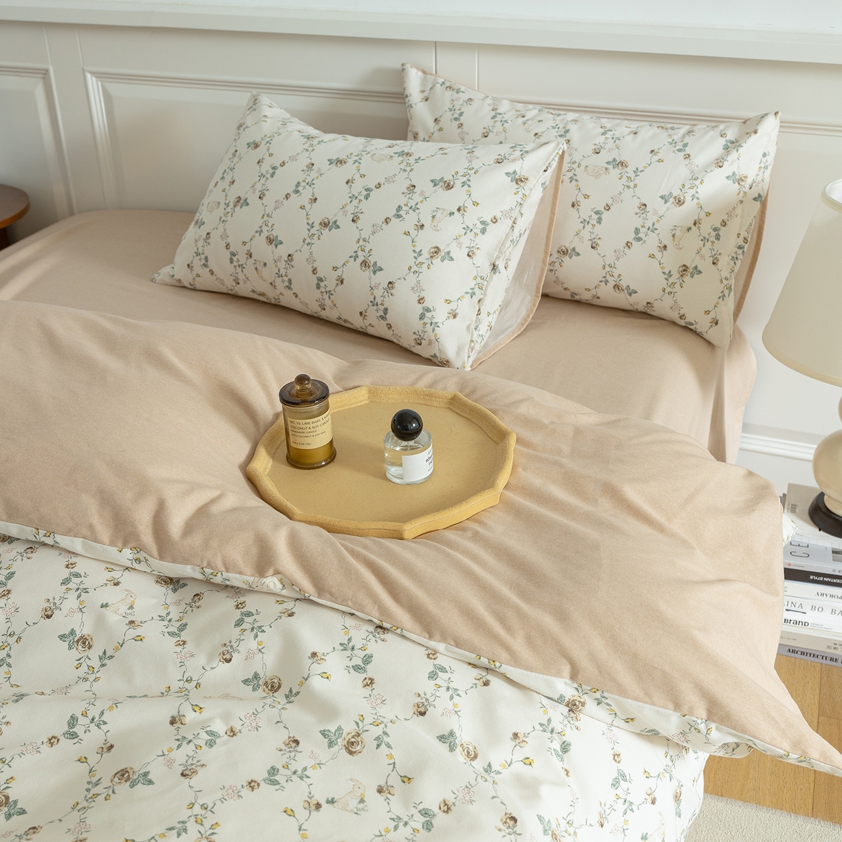 91家纺网 家纺一手货源 找家纺 绫韵家纺 2025秋冬新品生态全棉磨毛冬季纯棉磨毛四件套系列 浅汐米