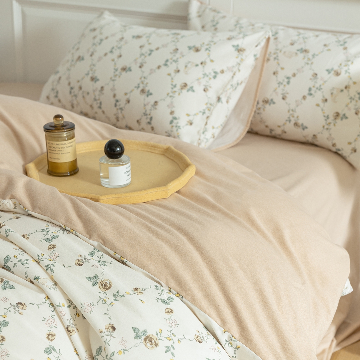 91家纺网 家纺一手货源 找家纺 绫韵家纺 2025秋冬新品生态全棉磨毛冬季纯棉磨毛四件套系列 浅汐米