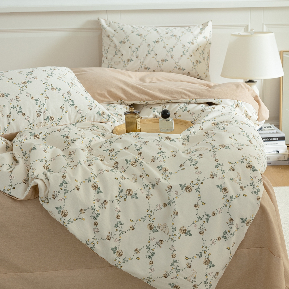 91家纺网 家纺一手货源 找家纺 绫韵家纺 2025秋冬新品生态全棉磨毛冬季纯棉磨毛四件套系列 浅汐米