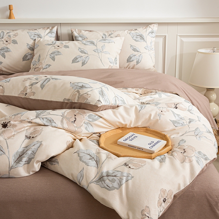 绫韵家纺 2025秋冬新款印花全棉磨毛冬季加厚纯棉磨毛三件套四件套系列 山竹月