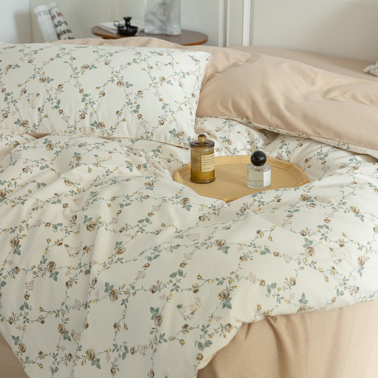 91家纺网 家纺一手货源 找家纺 绫韵家纺 2025秋冬新品生态全棉磨毛冬季纯棉磨毛四件套系列 浅汐米