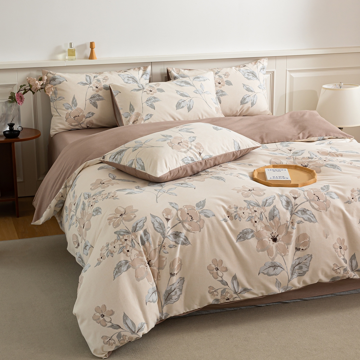 91家纺网 家纺一手货源 找家纺 绫韵家纺 2025秋冬新款印花全棉磨毛冬季加厚纯棉磨毛三件套四件套系列 山竹月