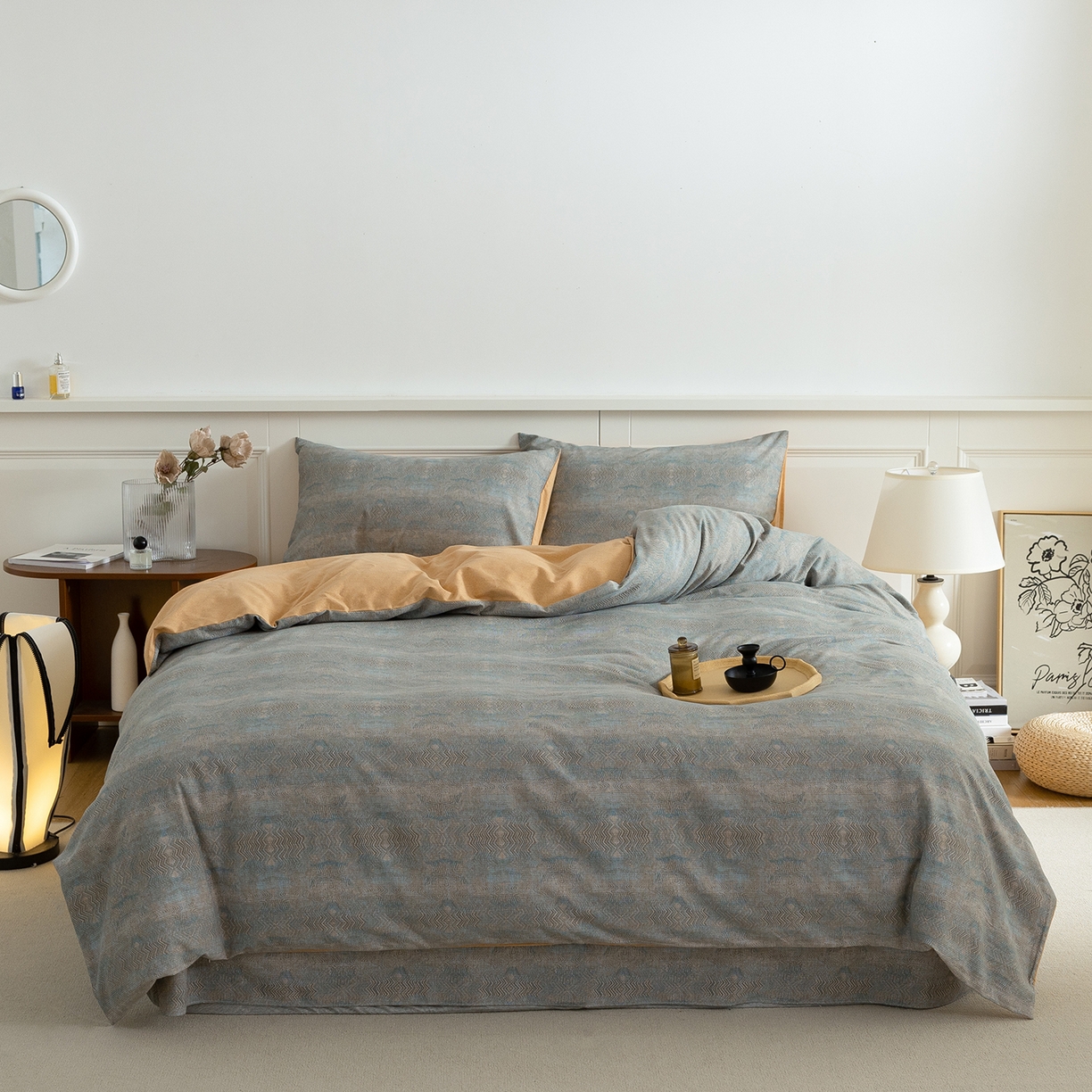 91家纺网 家纺一手货源 找家纺 绫韵家纺 2025秋冬新品生态全棉磨毛冬季纯棉磨毛四件套系列 拾秋兰