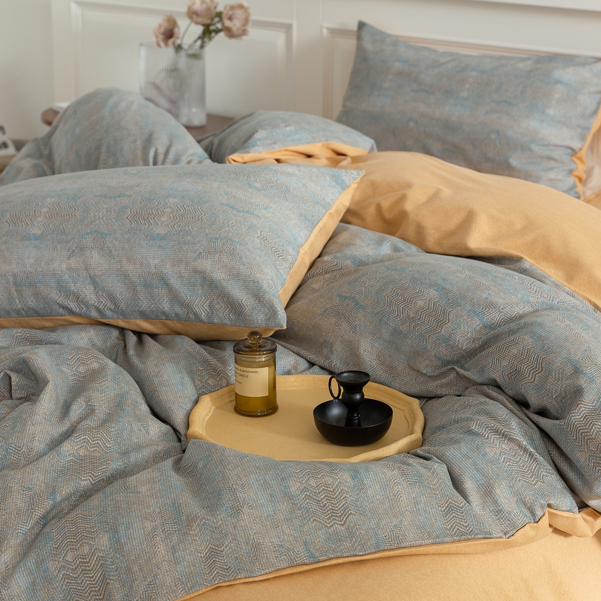 91家纺网 家纺一手货源 找家纺 绫韵家纺 2025秋冬新品生态全棉磨毛冬季纯棉磨毛四件套系列 拾秋兰