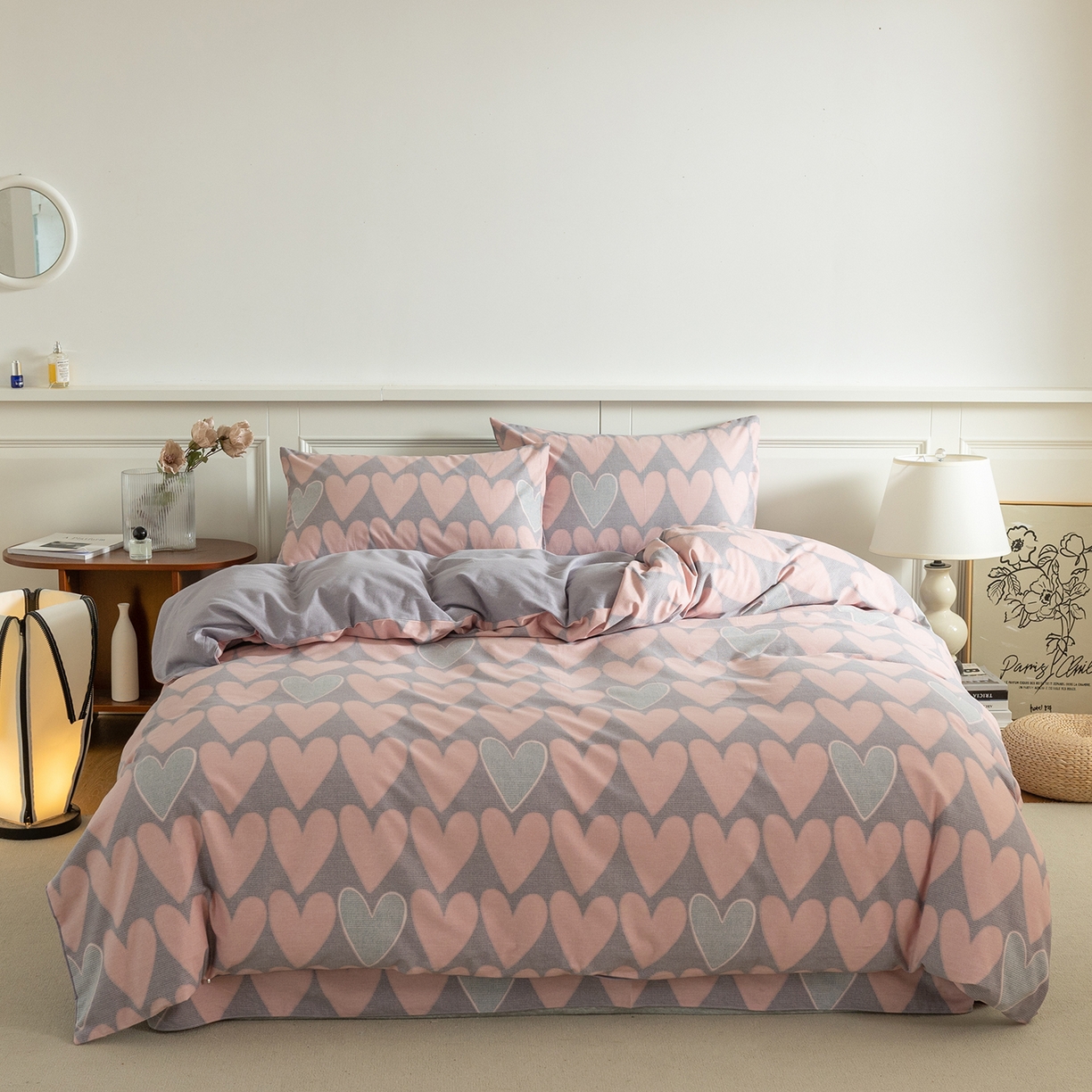 91家纺网 家纺一手货源 找家纺 绫韵家纺 2025秋冬新品生态全棉磨毛冬季纯棉磨毛四件套系列 欣恬灰