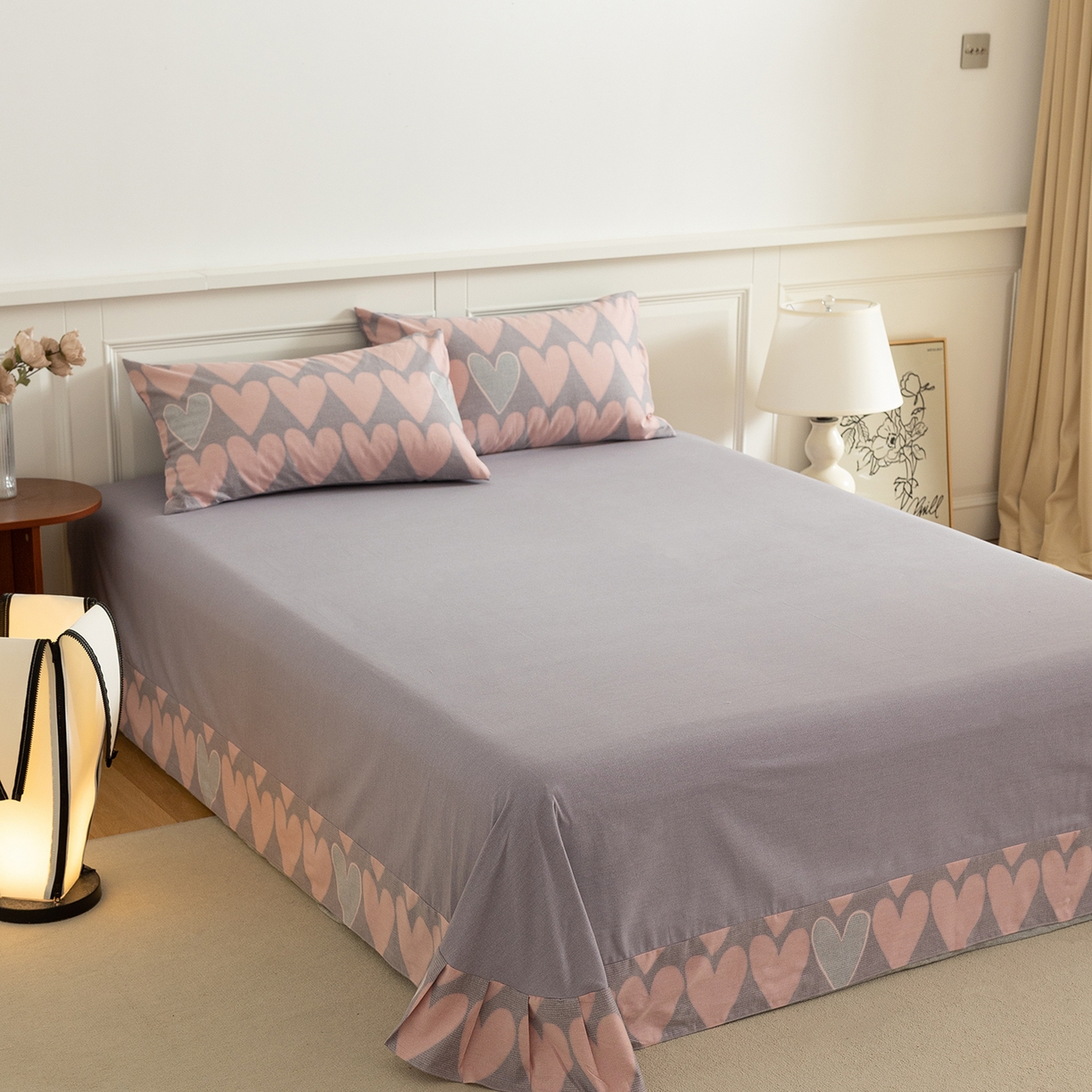 91家纺网 家纺一手货源 找家纺 绫韵家纺 2025秋冬新品生态全棉磨毛冬季纯棉磨毛四件套系列 欣恬灰