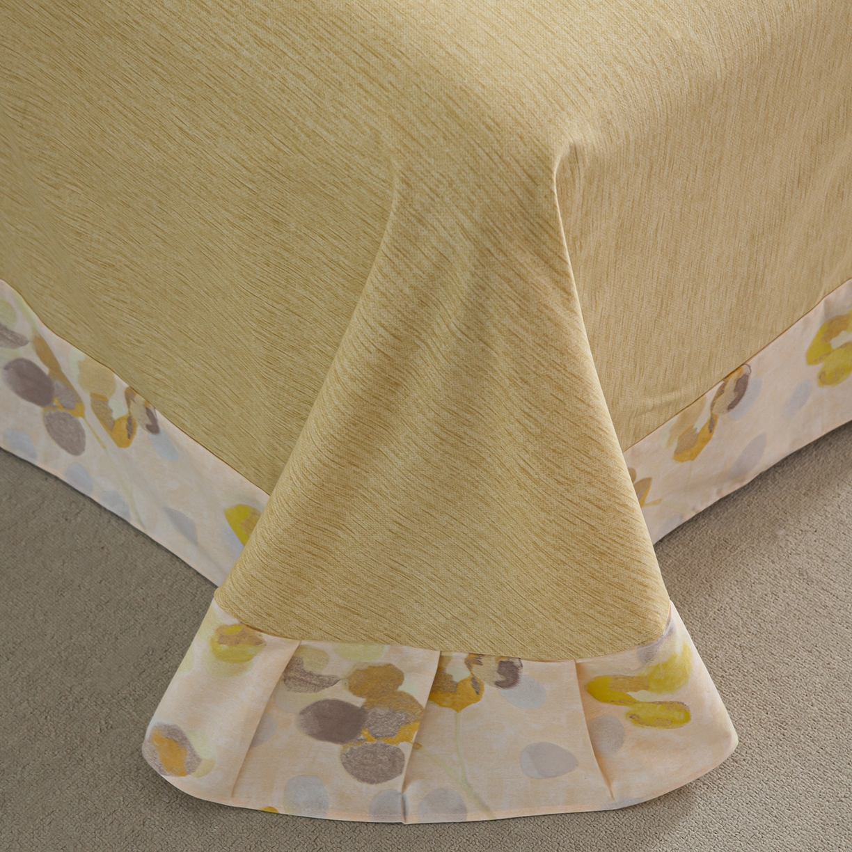 91家纺网 家纺一手货源 找家纺 绫韵家纺 2025秋冬新款印花全棉磨毛冬季加厚纯棉磨毛三件套四件套系列 四季风-黄