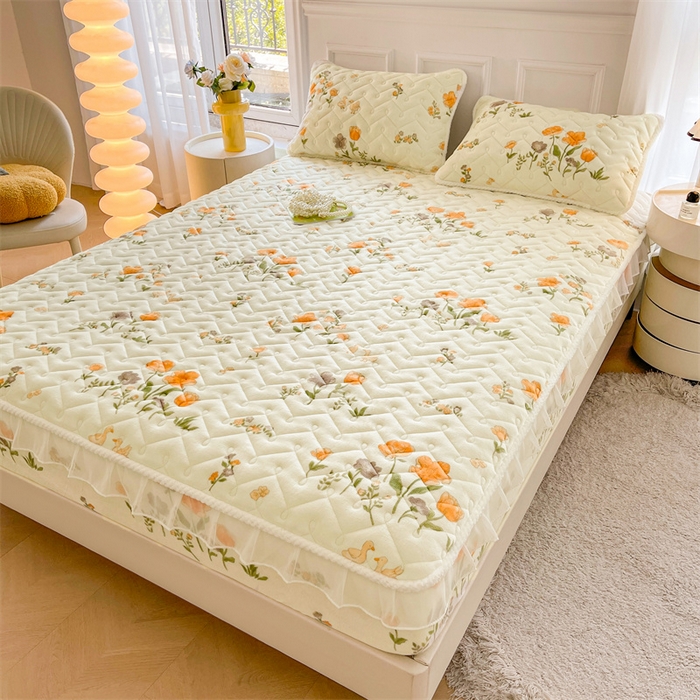 91家纺网 家纺一手货源 找家纺 小萌虎 2025新款A类防静电牛奶绒印花夹棉床笠 乐园