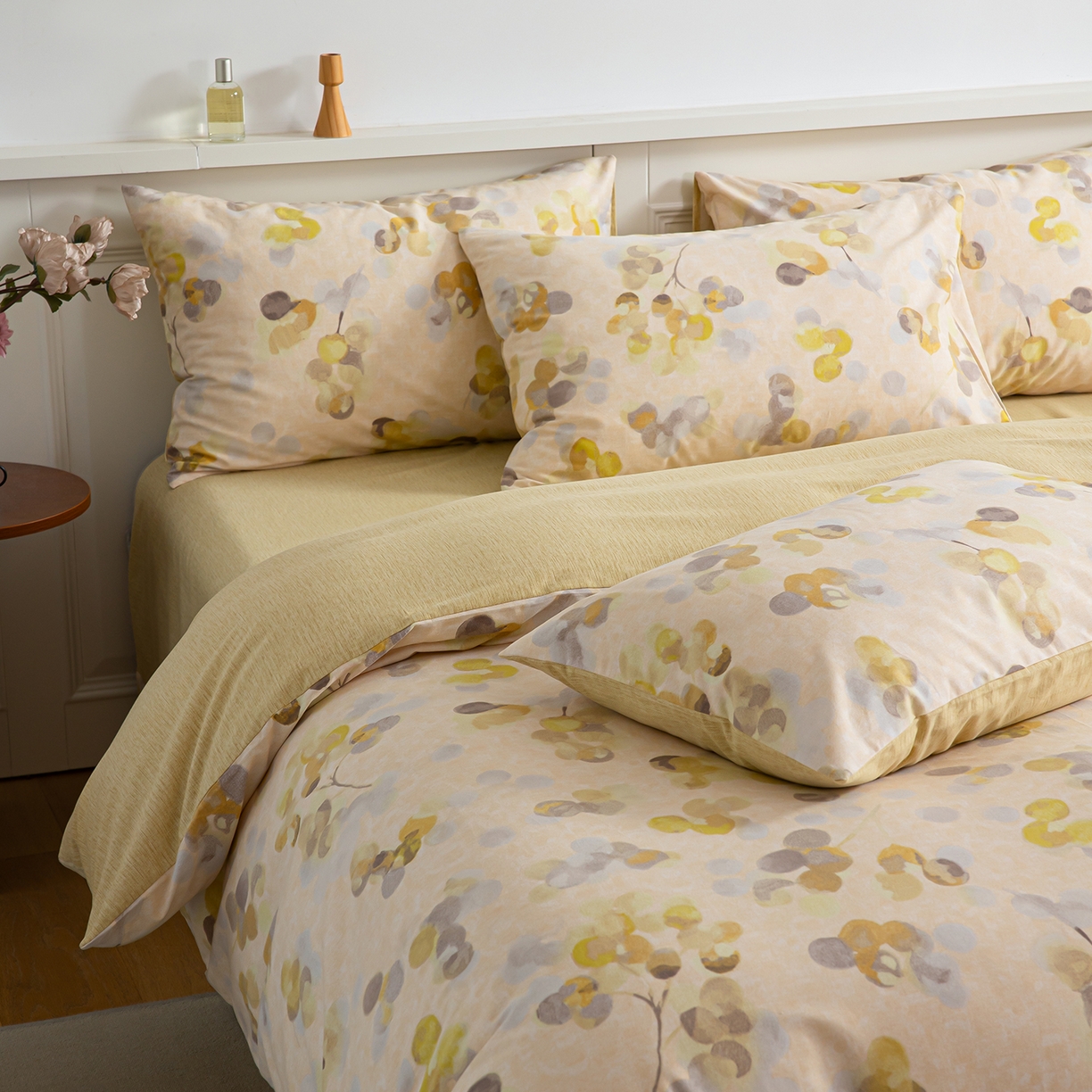 91家纺网 家纺一手货源 找家纺 绫韵家纺 2025秋冬新款印花全棉磨毛冬季加厚纯棉磨毛三件套四件套系列 四季风-黄