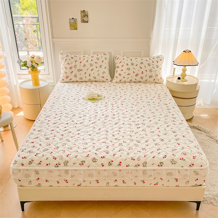 91家纺网 家纺一手货源 找家纺 小萌虎 2025新款A类防静电牛奶绒印花夹棉床笠 小确幸