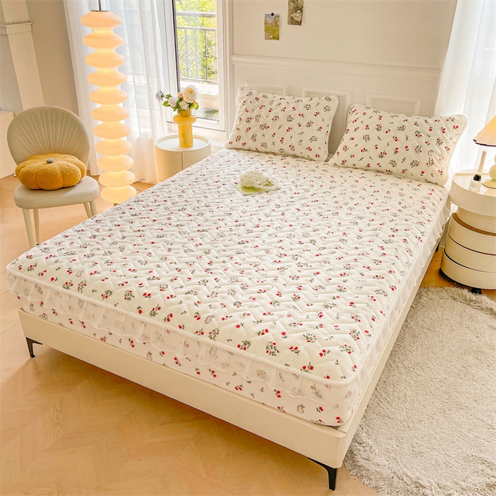 91家纺网 家纺一手货源 找家纺 小萌虎 2025新款A类防静电牛奶绒印花夹棉床笠 小确幸