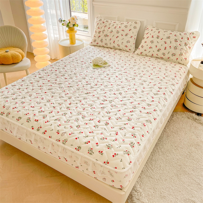 91家纺网 家纺一手货源 找家纺 小萌虎 2025新款A类防静电牛奶绒印花夹棉床笠 小确幸