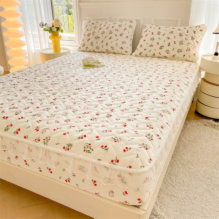 91家纺网 家纺一手货源 找家纺 小萌虎 2025新款A类防静电牛奶绒印花夹棉床笠 小确幸