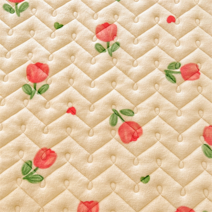 91家纺网 家纺一手货源 找家纺 小萌虎 2025新款A类防静电牛奶绒印花夹棉床笠 郁金香