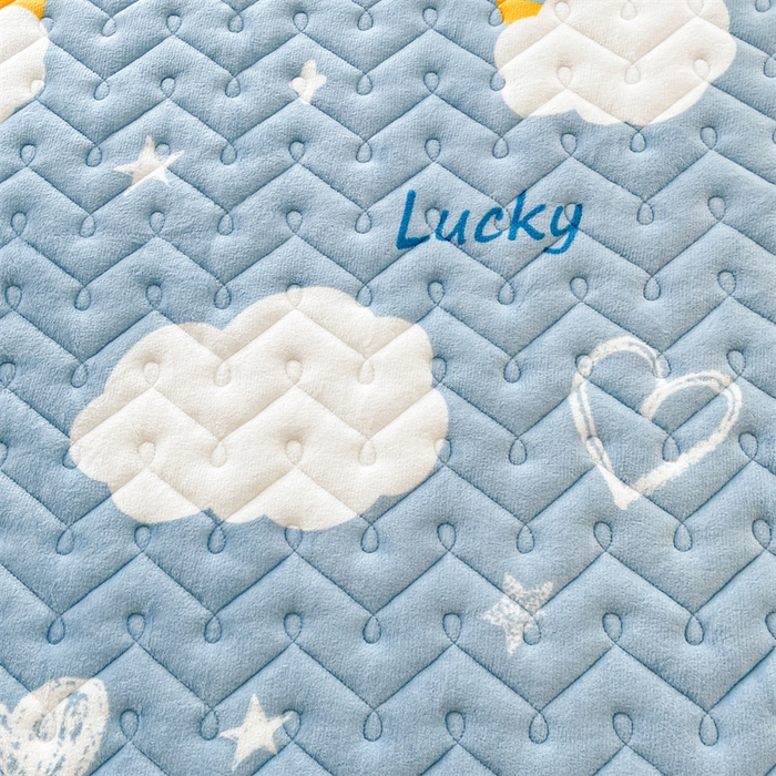 91家纺网 家纺一手货源 找家纺 小萌虎 2025新款A类防静电牛奶绒印花夹棉床笠 在云端