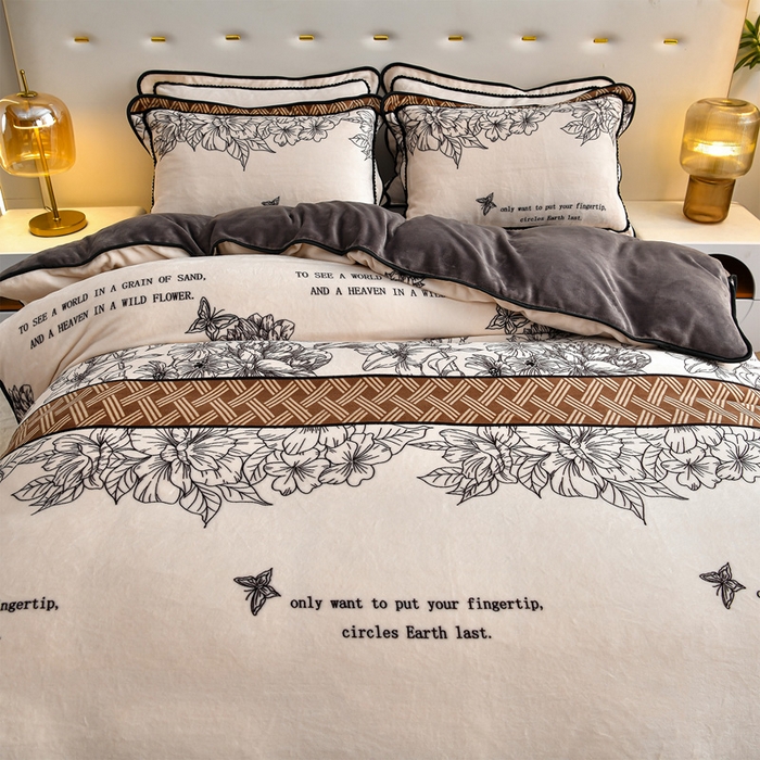 91家纺网 家纺一手货源 找家纺 亿品2025直播爆款9.5斤牛奶绒四件套加厚保暖床裙四件套 告白