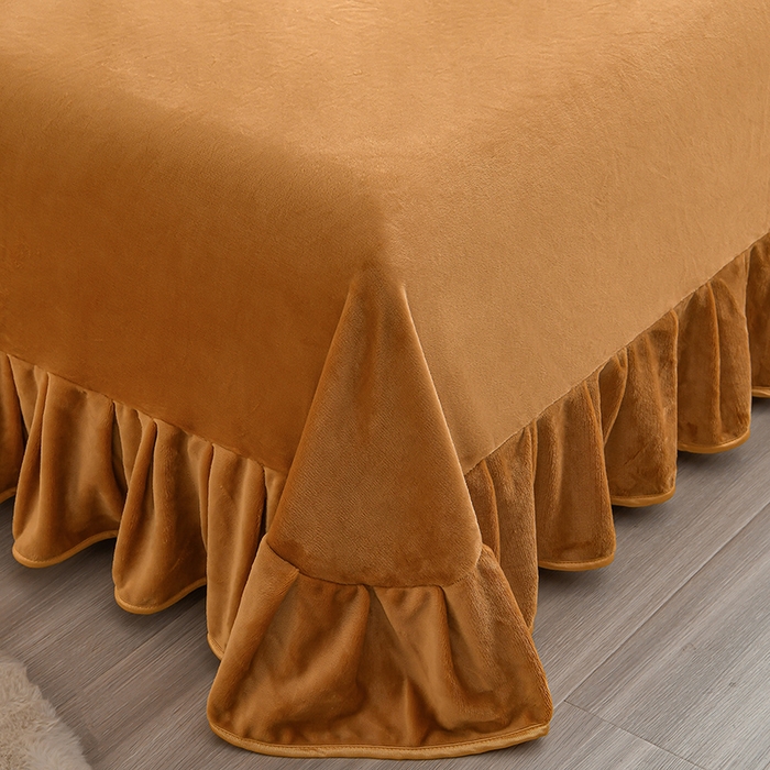 91家纺网 家纺一手货源 找家纺 亿品2025直播爆款9.5斤牛奶绒四件套加厚保暖床裙四件套 简单爱