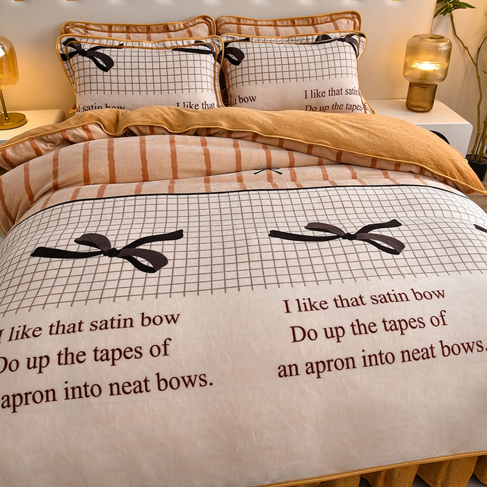 91家纺网 家纺一手货源 找家纺 亿品2025直播爆款9.5斤牛奶绒四件套加厚保暖床裙四件套 简单爱