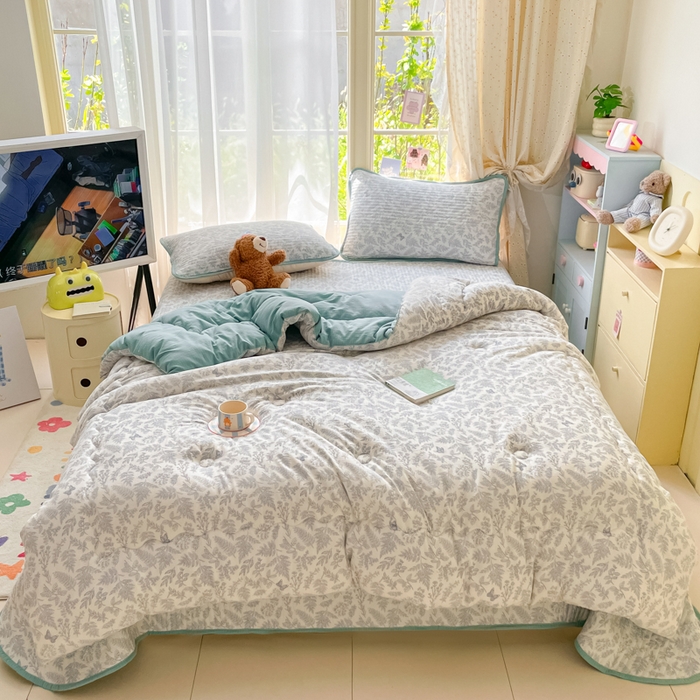 91家纺网 家纺一手货源 找家纺 老帅的工厂店 2025新款7A抗菌床盖加厚被芯云感春秋冬被子被芯四件套系列（有买家秀） 莫尼绿