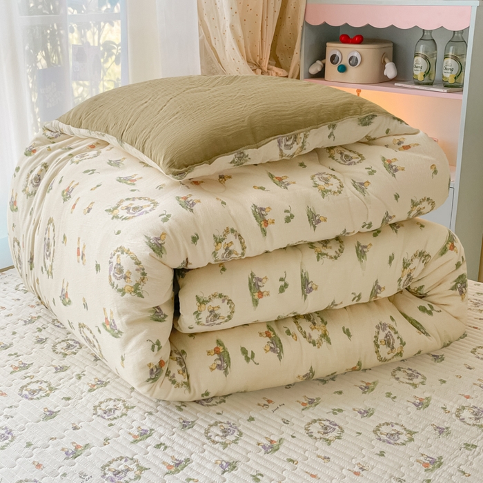 91家纺网 家纺一手货源 找家纺 老帅的工厂店 2025新款7A抗菌床盖加厚被芯云感春秋冬被子被芯四件套系列（有买家秀） 庄园兔