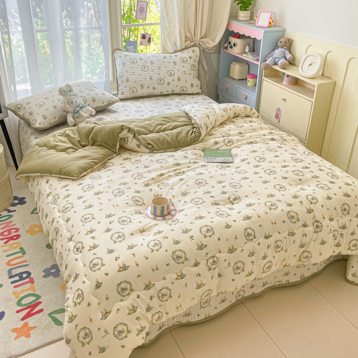 91家纺网 家纺一手货源 找家纺 老帅的工厂店 2025新款7A抗菌床盖加厚被芯云感春秋冬被子被芯四件套系列（有买家秀） 庄园兔