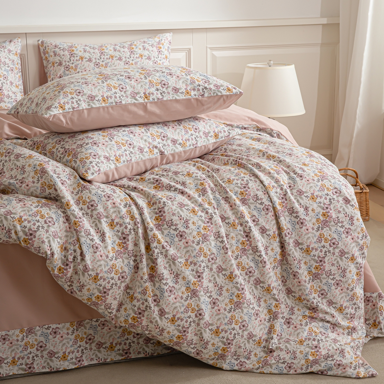 91家纺网 家纺一手货源 找家纺 绫韵家纺 2025秋冬新款印花全棉磨毛冬季加厚纯棉磨毛三件套四件套系列 微微安