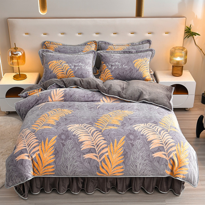 亿品2025直播爆款9.5斤牛奶绒四件套加厚保暖床裙四件套 墨尔本