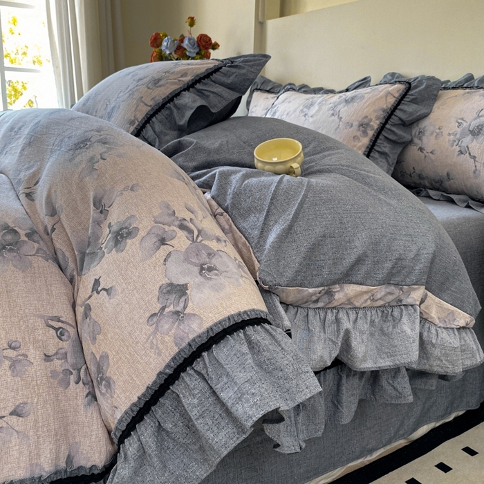 91家纺网 家纺一手货源 找家纺 （总）艺玲家纺 2025新款亲肤舒适复古水洗亚麻四件套