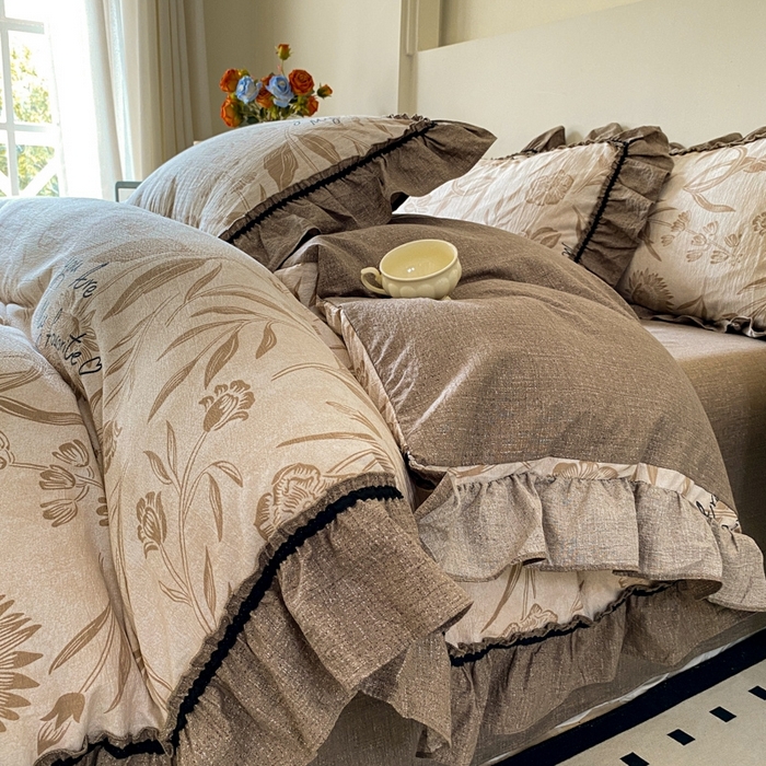 91家纺网 家纺一手货源 找家纺 （总）艺玲家纺 2025新款亲肤舒适复古水洗亚麻四件套