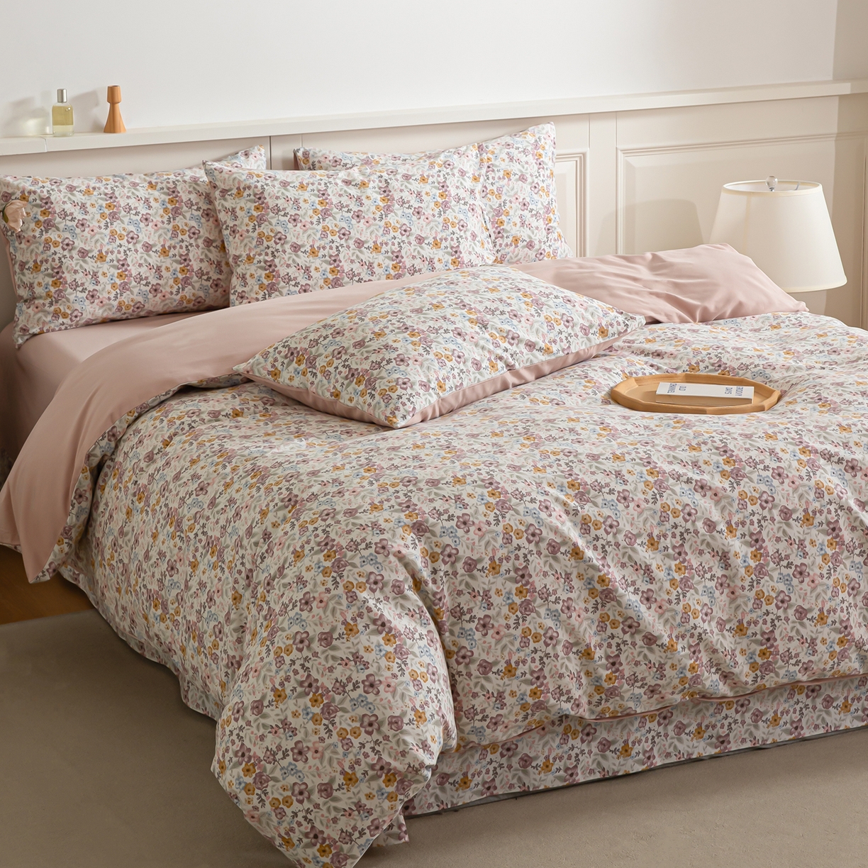 91家纺网 家纺一手货源 找家纺 绫韵家纺 2025秋冬新款印花全棉磨毛冬季加厚纯棉磨毛三件套四件套系列 微微安