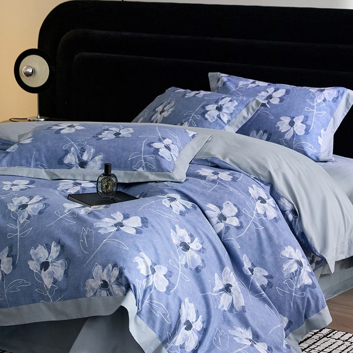 91家纺网 家纺一手货源 找家纺 薏思家纺 2025新款全棉斜纹加厚数码印花-宽边磨毛系列 琼芳玉露