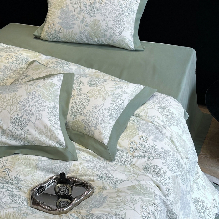 91家纺网 家纺一手货源 找家纺 薏思家纺 2025新款全棉斜纹加厚数码印花-宽边磨毛系列 晨晓-绿