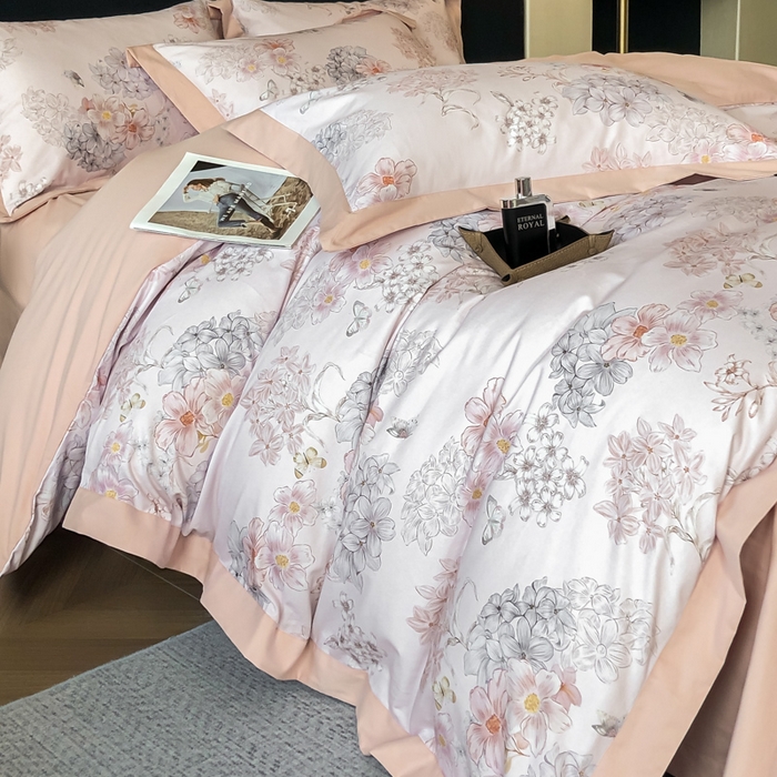 91家纺网 家纺一手货源 找家纺 薏思家纺 2025新款全棉斜纹加厚数码印花-宽边磨毛系列 花舞锦元