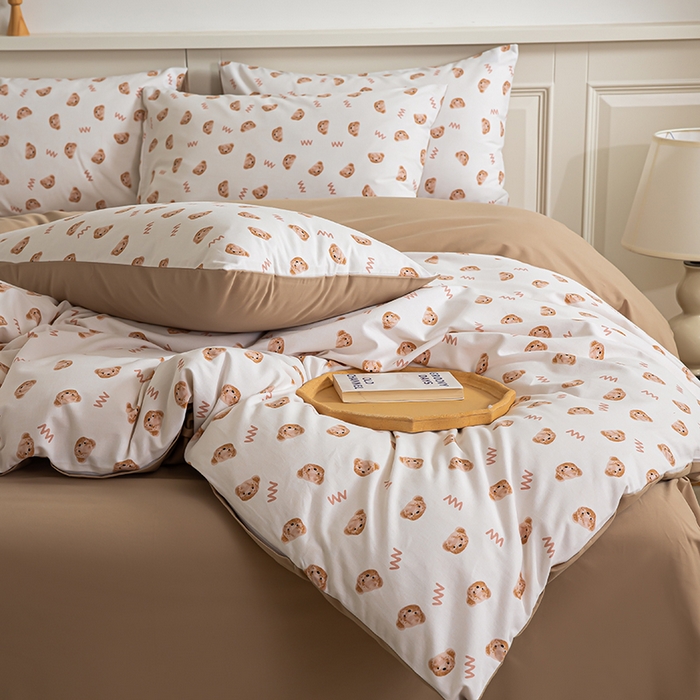 绫韵家纺 2025秋冬新款印花全棉磨毛冬季加厚纯棉磨毛三件套四件套系列 维尼