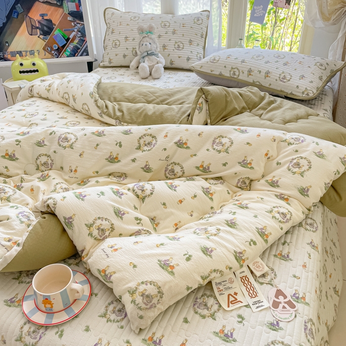 91家纺网 家纺一手货源 找家纺 老帅的工厂店 2025新款7A抗菌床盖加厚被芯云感春秋冬被子被芯四件套系列（有买家秀） 庄园兔