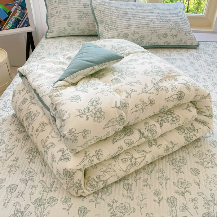 91家纺网 家纺一手货源 找家纺 老帅的工厂店 2025新款7A抗菌床盖加厚被芯云感春秋冬被子被芯四件套系列（有买家秀） 花开漫漫