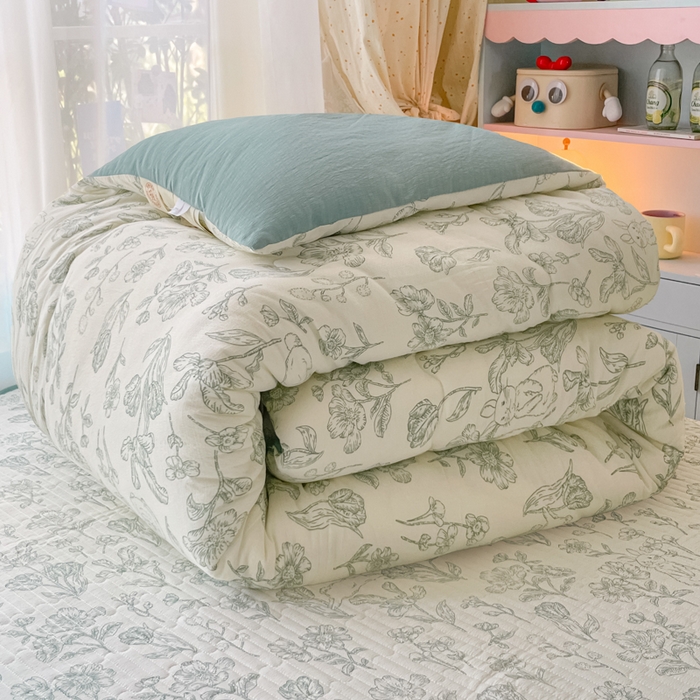 91家纺网 家纺一手货源 找家纺 老帅的工厂店 2025新款7A抗菌床盖加厚被芯云感春秋冬被子被芯四件套系列（有买家秀） 花开漫漫