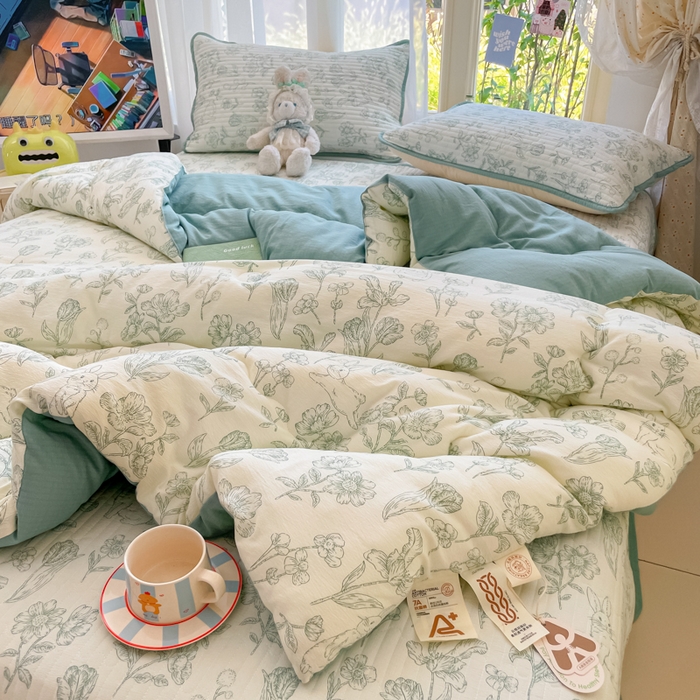 91家纺网 家纺一手货源 找家纺 老帅的工厂店 2025新款7A抗菌床盖加厚被芯云感春秋冬被子被芯四件套系列（有买家秀） 花开漫漫