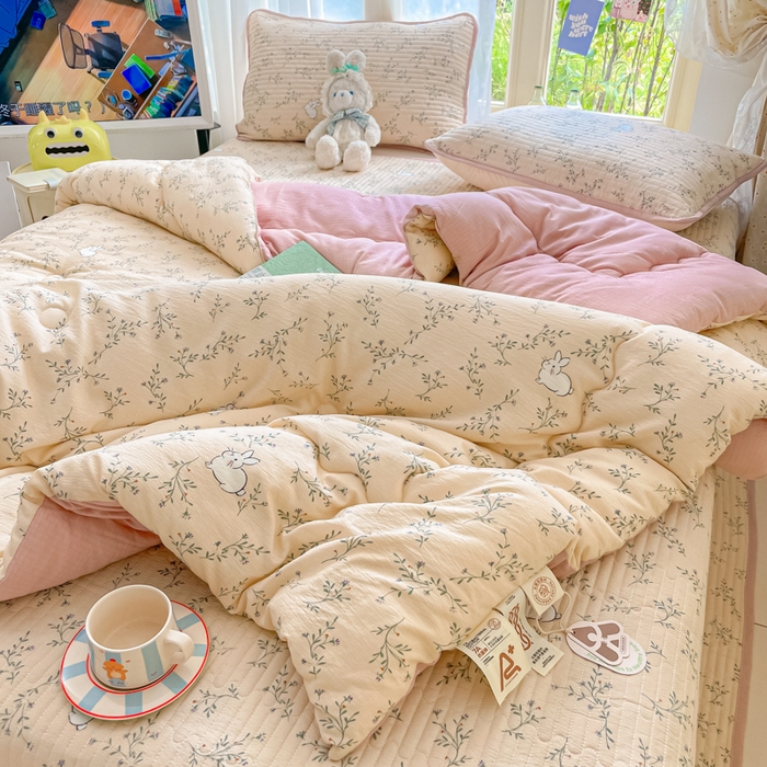 91家纺网 家纺一手货源 找家纺 老帅的工厂店 2025新款7A抗菌床盖加厚被芯云感春秋冬被子被芯四件套系列（有买家秀） 兔兔密语