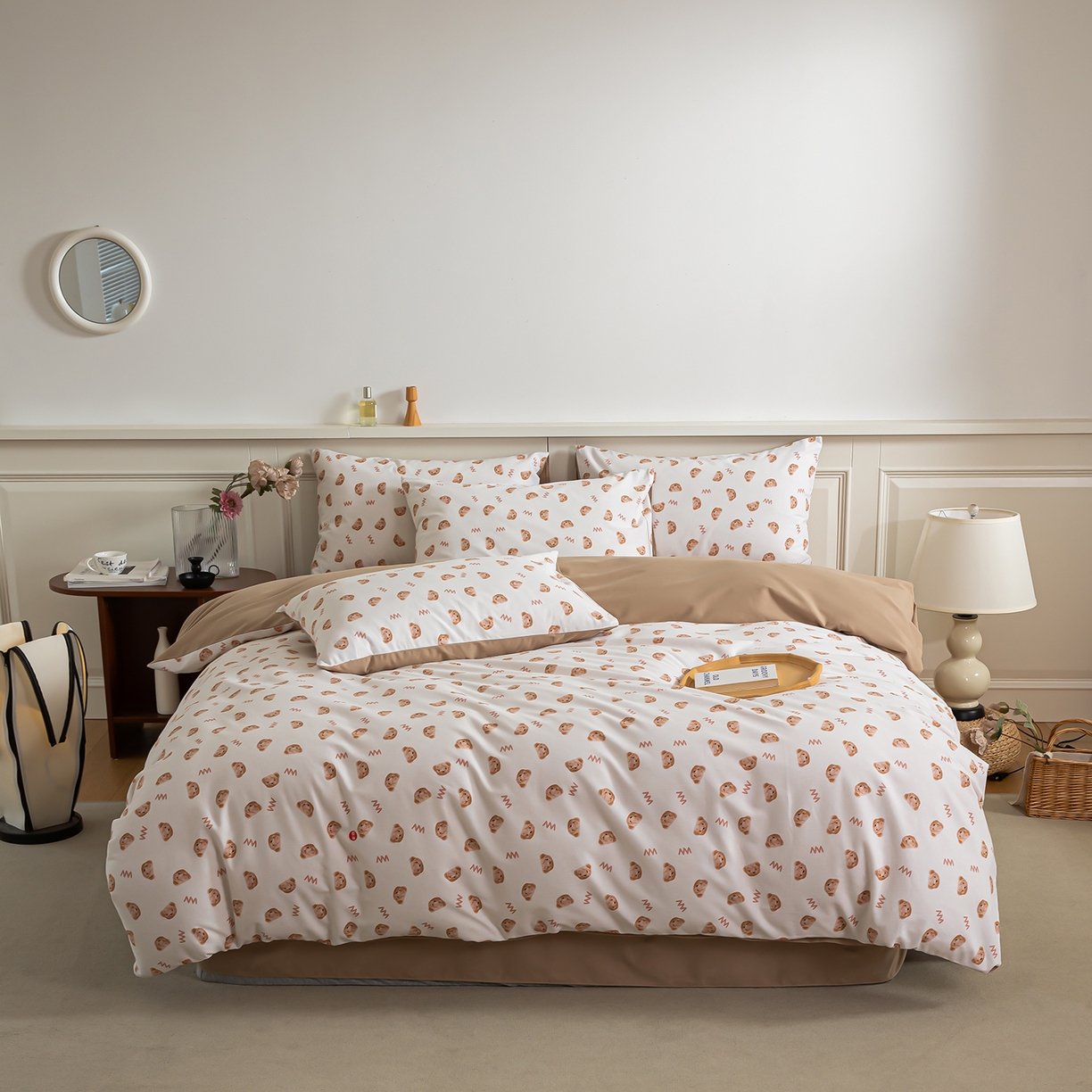 91家纺网 家纺一手货源 找家纺 绫韵家纺 2025秋冬新款印花全棉磨毛冬季加厚纯棉磨毛三件套四件套系列 维尼