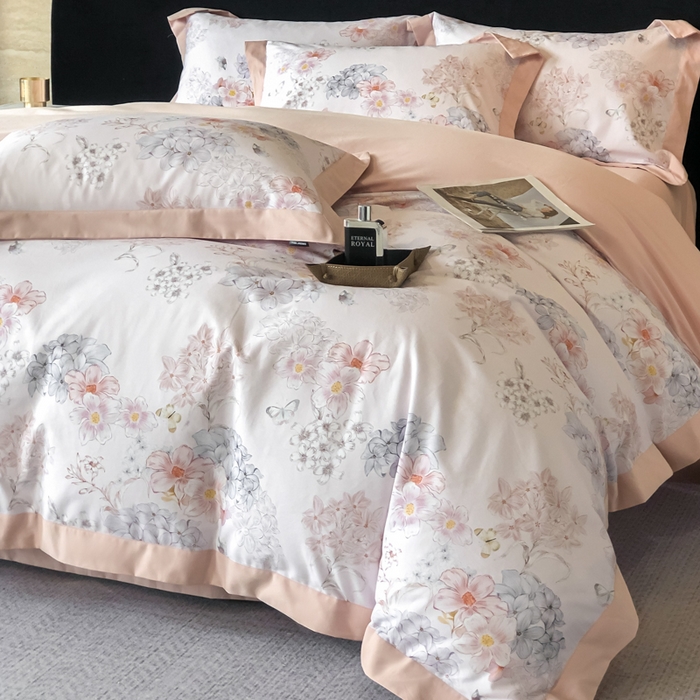 薏思家纺 2025新款全棉斜纹加厚数码印花-宽边磨毛系列 花舞锦元