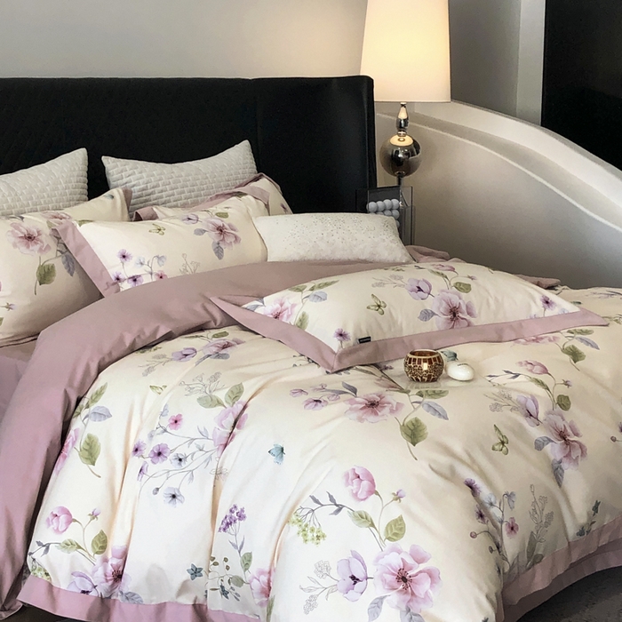 薏思家纺 2025新款全棉斜纹加厚数码印花-宽边磨毛系列 蝶花清梦