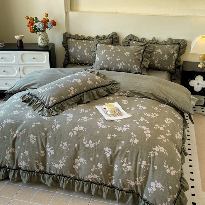 91家纺网 家纺一手货源 找家纺 艺玲家纺 2025新款亲肤舒适复古水洗亚麻四件套 扶苏