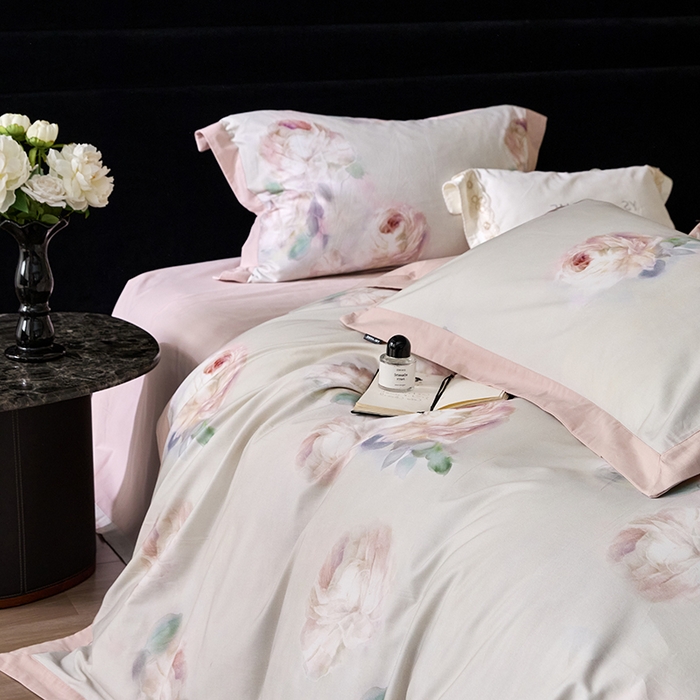 91家纺网 家纺一手货源 找家纺 薏思家纺 2025新款全棉斜纹加厚数码印花-宽边磨毛系列 静娴-绿